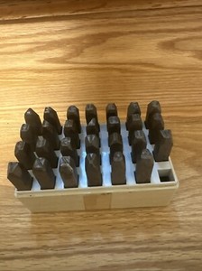 27 Vintage Matthews Safe-Hed 1/4" Steel Stamps " Letters " in Original Box