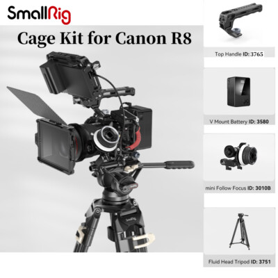SmallRig EOS R8 Camera Cage&VB99 Battery&Tripod&Follow Focus for