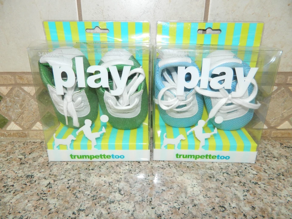 Лот из 2 мальчиков TRUMPETTE слишком синий зеленый кроссовки обувь * 3 6 месяцев новый в коробке новый в коробке - Изображение 2 из 4