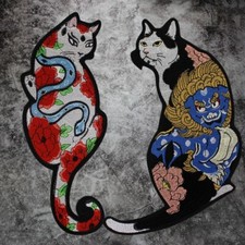 2Pcs Unique Cats Embroidered Iron-On Patches for Clothes DIY Punk Jacket Badge
