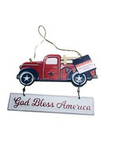 USA Truck Hanging Metal Welcome Door Sign American Flag Rustic Farmhouse