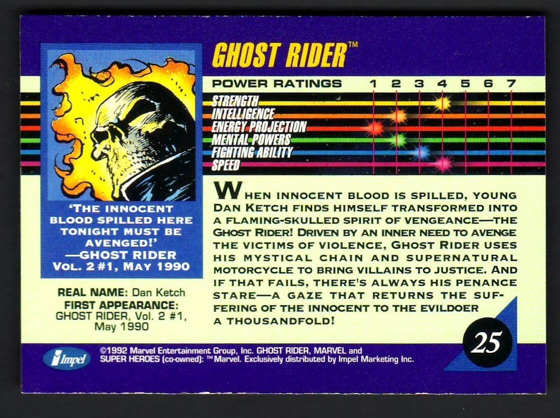 シングルカード Marvel Masterpieces 92 Ghost Rider 1992