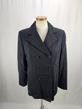 Classiques Entier Women's Black Wool Double Breasted Blazer Jacket L