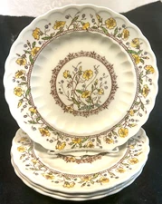 4 VERNON KILNS CA USA~  HIBISCUS  SALAD PLATES, Metlox, Poppytrail    7 1/2"  VG
