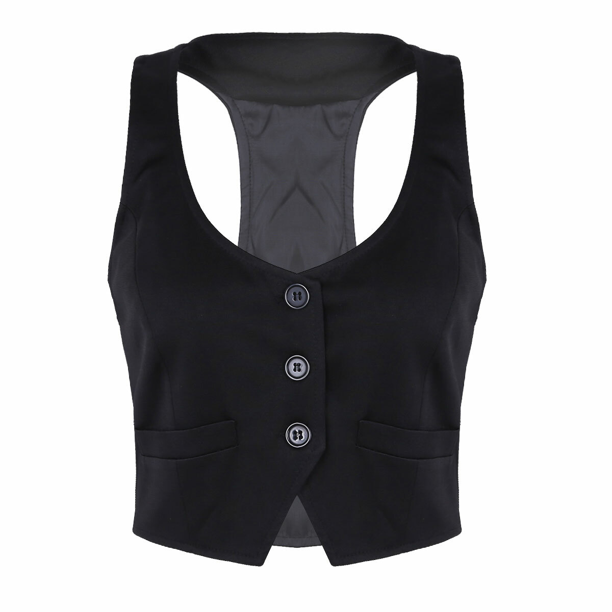 Waistcoat Womens Vest Waistcoat Button Down V Neck Double-Breasted