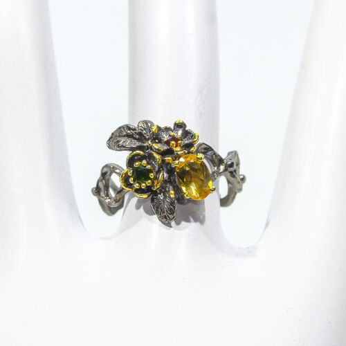 Not Enhanced Natural Citrine Silver 925 Sterling Ring/RVS87 - Picture 3 of 3