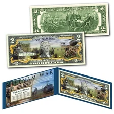 VIETNAM WAR Nam Conflict Vets Official Genuine Legal Tender $2 U.S. Bill w/ COA