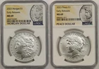 2023 $1 Morgan Peace Silver Dollar 2pc Set NGC MS69 E/R Morgan & Peace Label