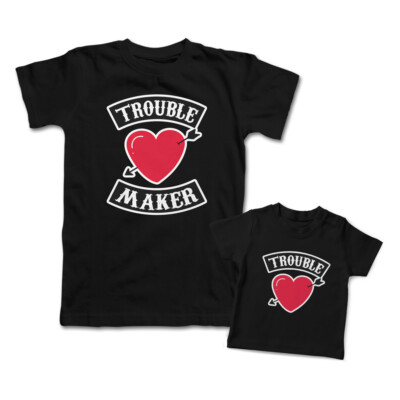 Love Mommy and Me Outfits Trouble Maker Heart Arrow Knit Cotton Match Clothes