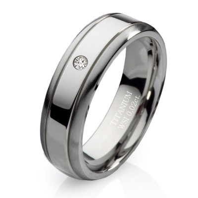 Verlobungsring mit echtem Diamant Damenring aus Titan und Ring Gravur DTB5