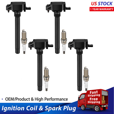  FOR 2014 2015 2016 Dodge Dart 2.4L L4 UF751 IGNITION COIL + SPARK PLUGS 4PACK