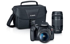 Canon EOS Rebel T7 DSLR Kit 2 lens EF18-55mm EF75-300mm, Black Camera set v