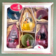 6 Santa's World Kurt S Adler Glitter Nostalgic Plastic Diorama Xmas Ornaments