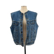Gap Vintage Denim Vest Sherpa Lined Sleeveless Oversized Size Large