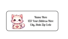 30 Cartoon Cat With Mail PERSONALIZED RETURN ADDRESS LABELS 1 in X 2 5/8 GLOSSY
