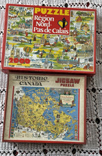 2 x Vintage Puzzles Canada Map 393 pcs & Nord Pas de Calais 2,000 pcs Unchecked