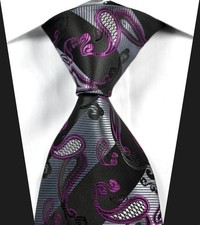New Classic Paisley Black Silver Rose Jacquar...