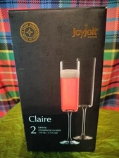 Joy Jolt Claire Crystal Champagne Flutes Glasses 5.7 Oz Pair (2) NIB Wedding