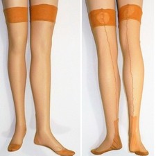 10x30 Vtg 1920s Slender Silk Mesh Thigh High Stockings, Tall Hosiery