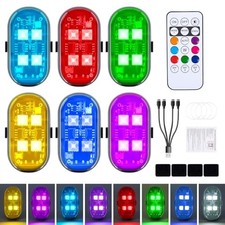 Wireless LED Lights with Remote Control, Upgraded 4LEDs 8 Colors, Interior 6PCS