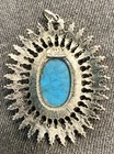VINTAGE SOUTHWESTERN -STYLE FAUX TURQUOISE SUNBURST PENDANT.   CELEBRITY — photo 2