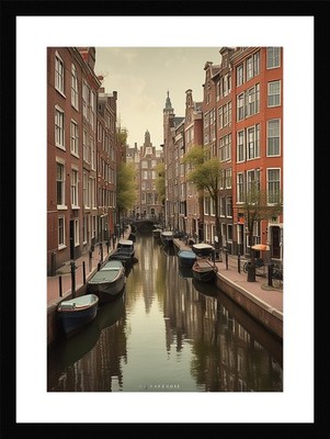 Intime Amsterdam Kanäle gerahmtes Wandbild Poster Leinwanddruck Bild