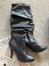 Forever Black Knee High Heeled Boots Women s Size 10 Slouchy Stiletto Boots