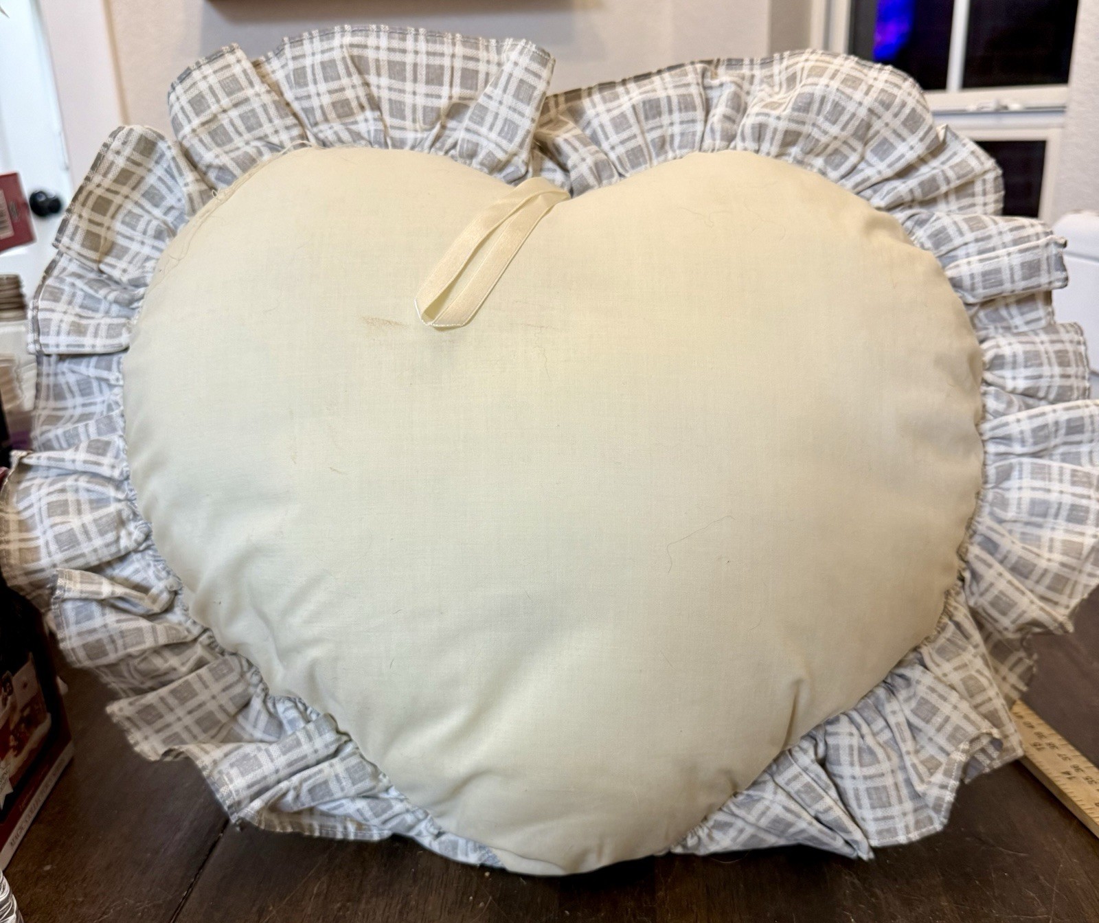 Vintage Country Angel Pillow 20x16 Handmade Lace Ruffle Farmhouse Décor