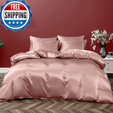 P Pothuiny 3 Pieces Satin Duvet Cover Twin/Twin Xl Size Luxury Silky Like