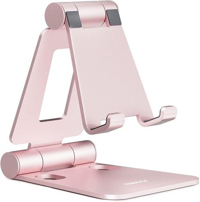NULAXY Verstellbar Handy Ständer Tisch, Faltbarer Handy Halterung Aluminium rosa