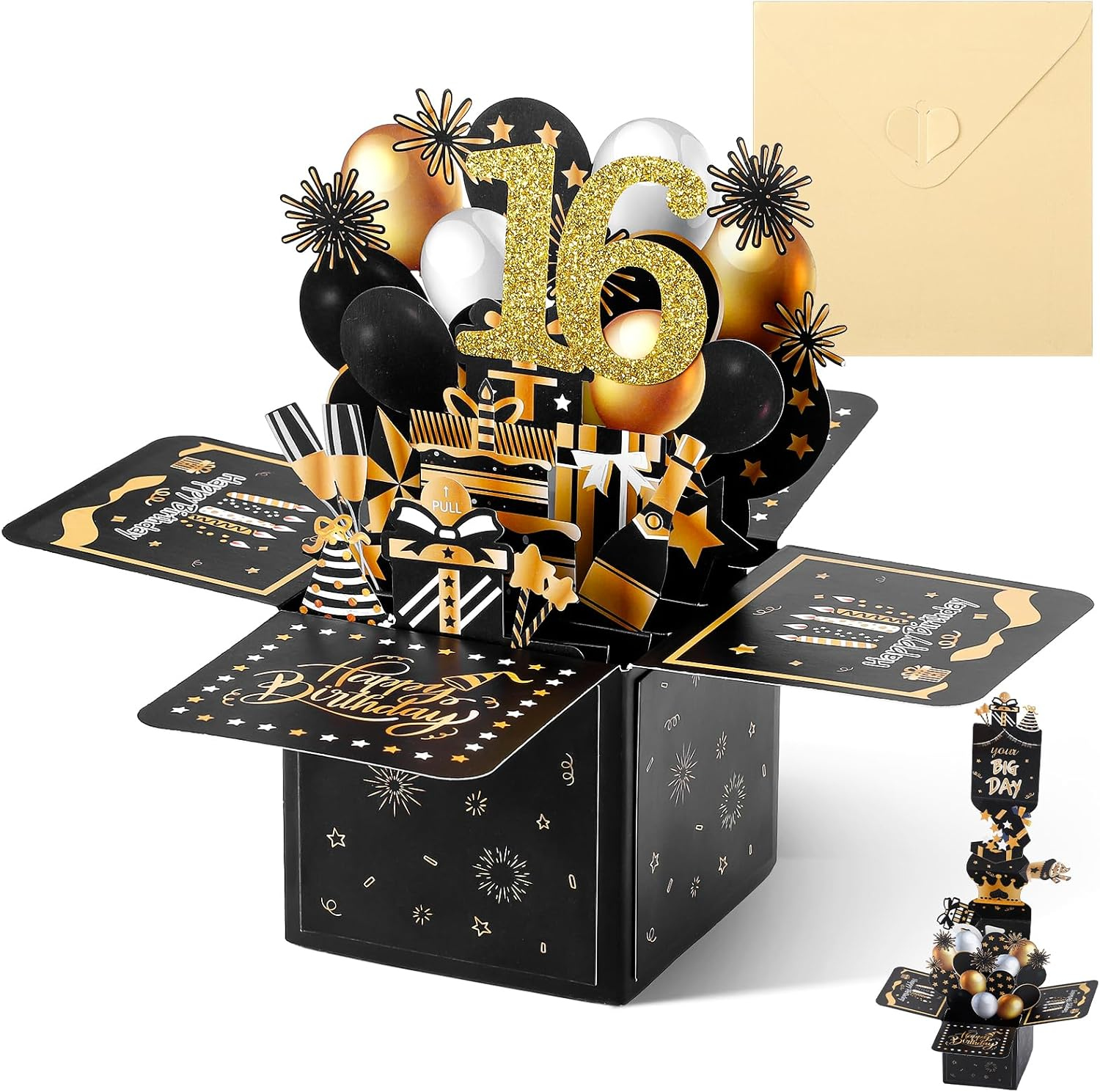 16Th Birthday Card, 16Th Birthday Pop-Up Greeting Card for Women 3D Pop up Greet
