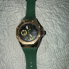  5 IceTime Nemesis 45mm Men's Gold Steel Watch 0.10ct Diamonds Black Dial