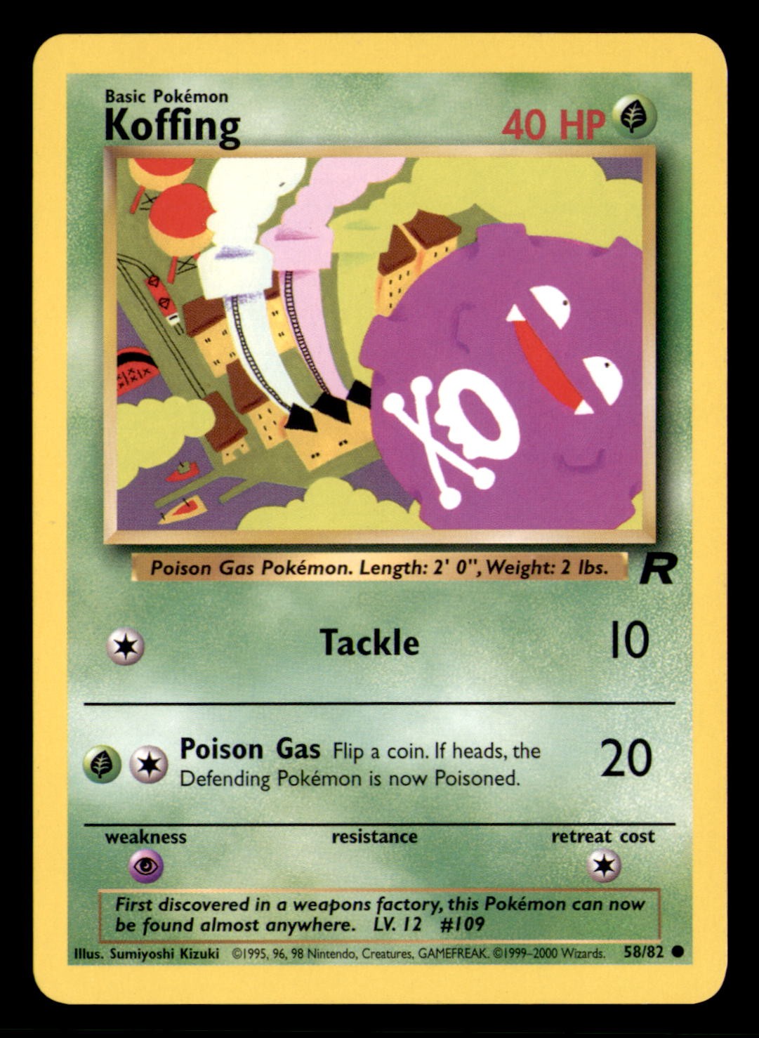 Koffing 58/82 Common Team Rocket Pokemon Unlimited Lightly Played