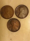 1916-D+P+S Circulated Business Strike Three Copper One Cent Coins!