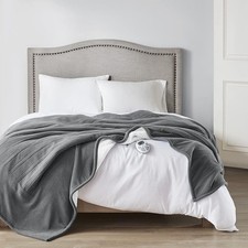 Serta Heated Blanket Reversible Fleece to Sherpa Electric Blanket Grey HM260