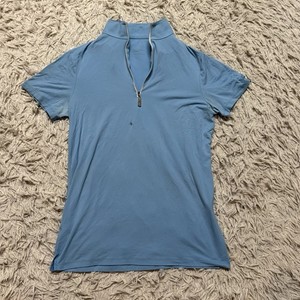 Women’s Medium Blue Tailored Sportsman Short Sleeve Horseback Riding Sunshirt