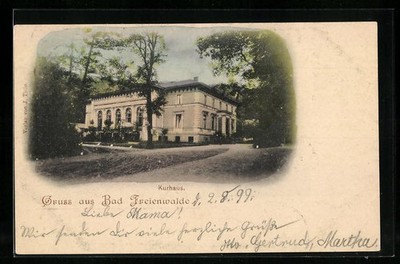 Postcard Bad Freienwalde, spa house with facilities 1899 