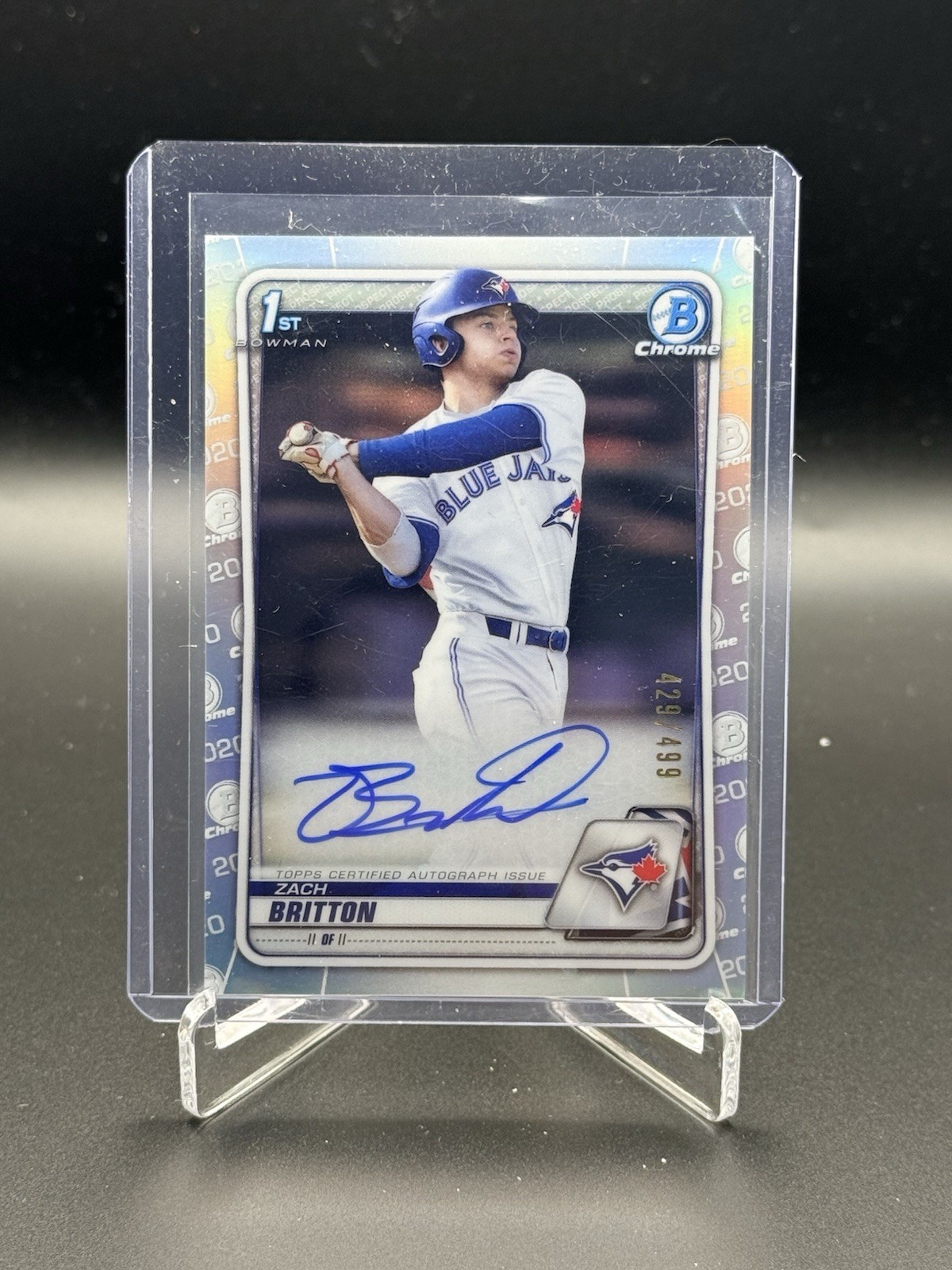 2020 Bowman Draft Chrome Zach Britton #CDA-ZB  /499 RC AUTO 1st Blue Jays
