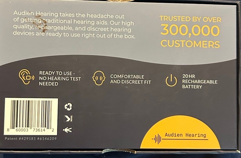 Audien Atom  Rechargeable OTC Hearing