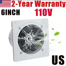6" Exhaust Fan Ventilation Extractor Fan Wall-Mounted Square Blower White US NEW