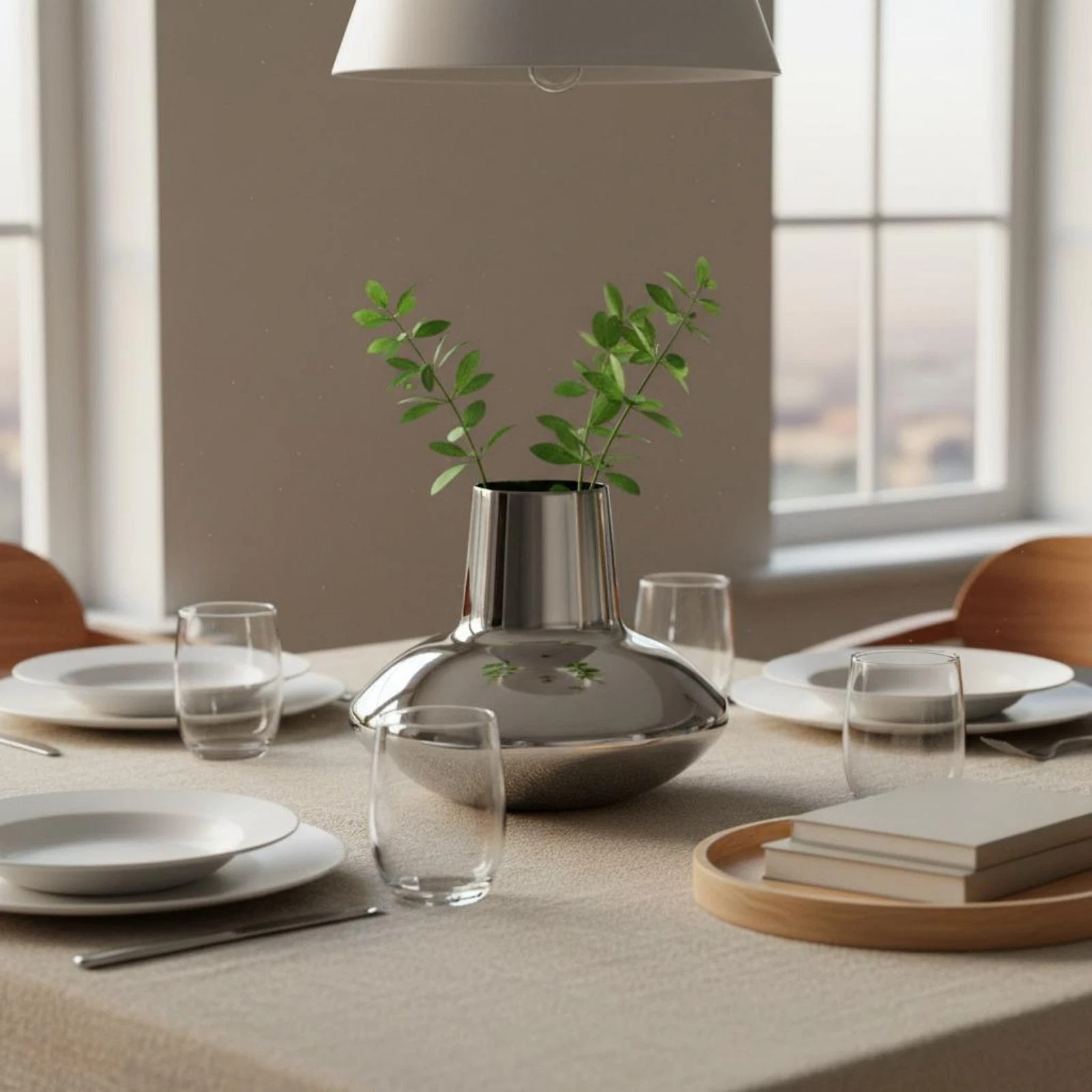 Stainless Steel Vase Minimalist Design Decor Item Space Saving for Living Room