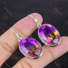 Faceted Ametrine Earrings 925 Sterling Silver Earring Handmade Gemstone Jewelry