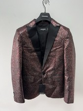 Dsquared2 Blazer Mens IT 46 UK 36 Black Red Leopard Jacquard Lame Brand New