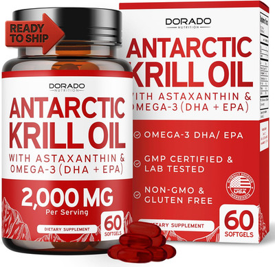 Antarctic Krill Oil Supplement (2000Mg per Serving, 60 Softgels) Krill Oil Omeg