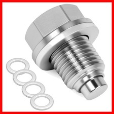 M14x1.5 Magnetic Oil Drain Plug, 5PCS Aluminum Sealing Washers, Stainless Ste...