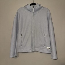 The North Face Sibley Textured Heather Gray Fleece Hooded Jacket Womens Medium