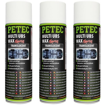Petec Unterbodenschutz Wachs 3x 500ml Multi UBS Wax translucent Spraydose