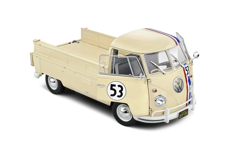 VOLKSWAGEN T1 T1 PICK UP RACER 53 BEIGE 1950 herbie Solido 1:18 S180670 - Immagine 4 di 4