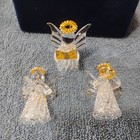Swarovski Glass Hand Spun 18K Gold Crystal Angels Set Of 3 In Music Box Works — photo 4