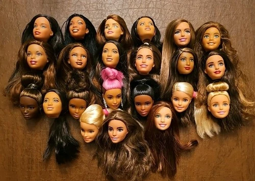 Lot of 22 Barbie Doll Heads Various Colors